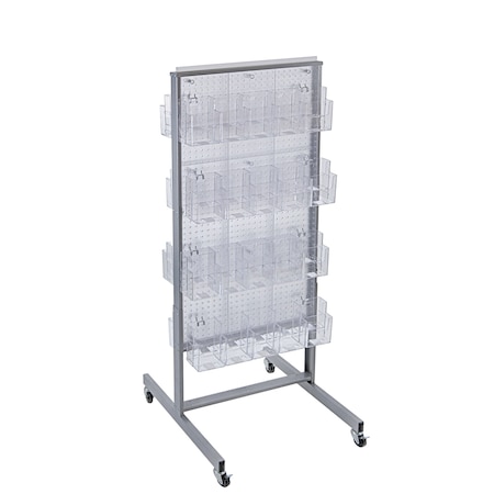 Azar Displays 80 Pocket Two-Sided 24"x48" Pegboard Brochure Floor Display Kit 700670-CLR